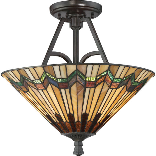Elstead Lighting - Semi-encastré Tiffany à 2 ampoules - Fini bronze, E27 Elstead Lighting  - Plafonniers