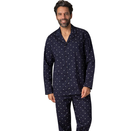 Eminence - Pyjama long ouvert Chaine & Trame bleu en coton pour homme  - Sous-vêtement homme & pyjama