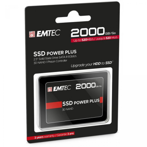 Emtec - X150 Power Plus Disque Dur SSD Interne 2To 2.5'' SATA 3D NAND 550Mo/s Noir - SSD Interne 2000