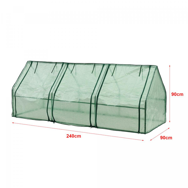 Serres en verre Châssis de jardin Höflein à 3 fenêtres en acier et polyéthylène 240 x 90 x 90 cm vert [en.casa]
