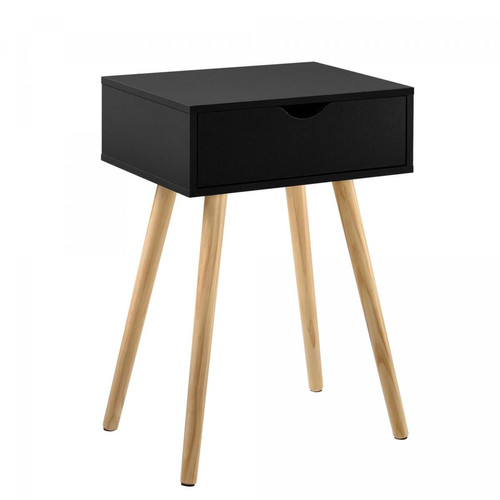 En.Casa - Table de Chevet Arnis Pin 60 x 40 x 29,5 cm Noir [en.casa] - Tables d'appoint