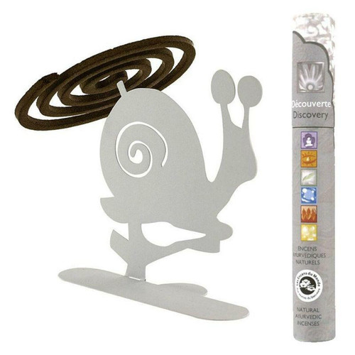 Encens Du Monde - Porte-spirales d'encens escargot blanc + 14 bâtonnets d'encens ayurvédique Encens Du Monde  - Porte encens
