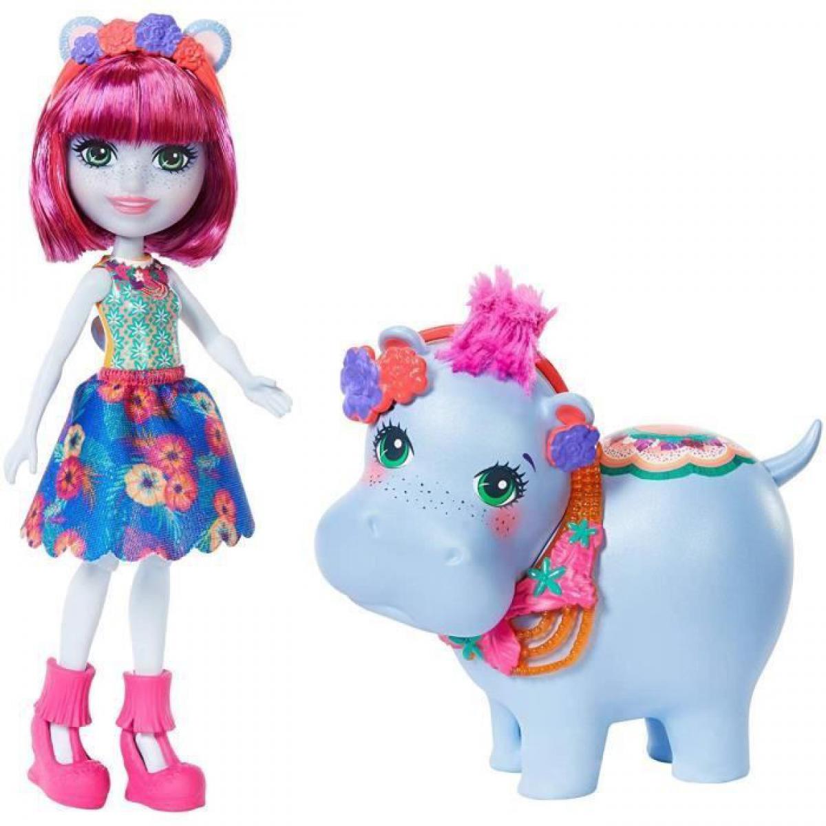 enchantimals enchantimals - hedda hippo + lake - mini poupee 15cm + sa figurine animal  multicolore