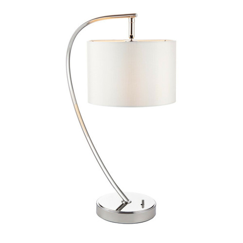 Endon - Lampe de table à 1 lumière, nickel brillant, faux soie blanc vintage, E14 Endon - Maison