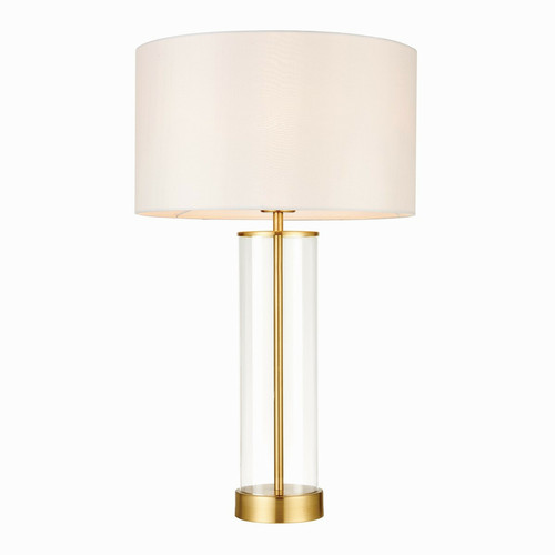 Endon - Lampe de table Or satiné brossé, effet soie blanche vintage, E27 Endon  - Lampe pince Luminaires