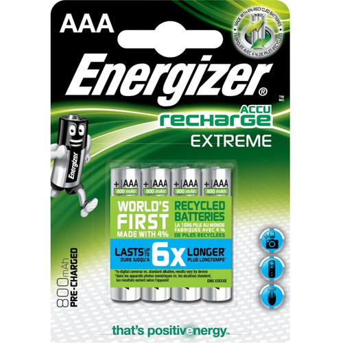 Pile rechargeable AAA 800 mAh x 4 rechargeable des centaines de fois Energizer