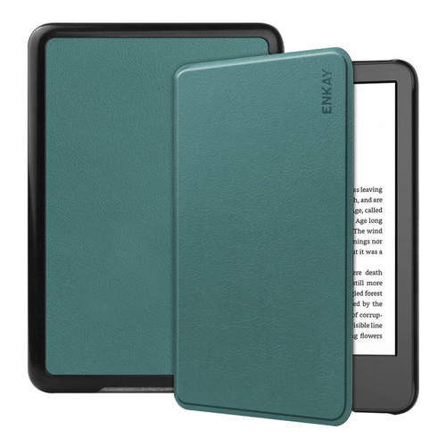 Enkay - Etui en PU ENKAY anti-chute, avec fonction veille/réveil automatique pour votre Amazon Kindle Paperwhite 11th Gen (2022) - vert noirâtre - Kindle paperwhite