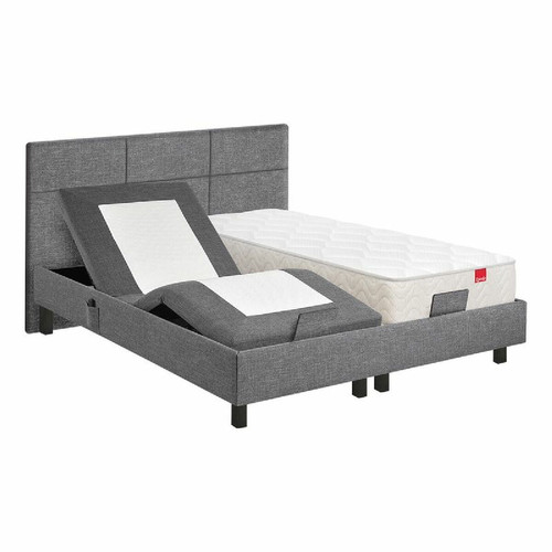 Epeda - Sommier relaxation 2x80x200 cm EPEDA ZEN tissu gris anthracite - Epeda