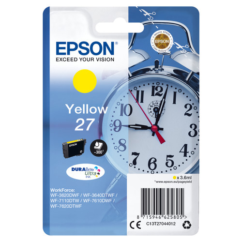 Epson Cartouche Reveil Encre Du 27 cartouche dencre jaune capacite standard 3.6ml 350 pages 1-pack RF-AM blister