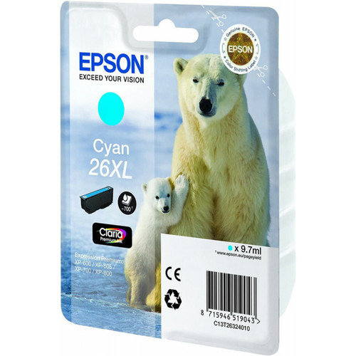 Epson - Cartouche d'encre Cyan XL Ours Polaire T2632B Epson  - Cartouche epson ours polaire