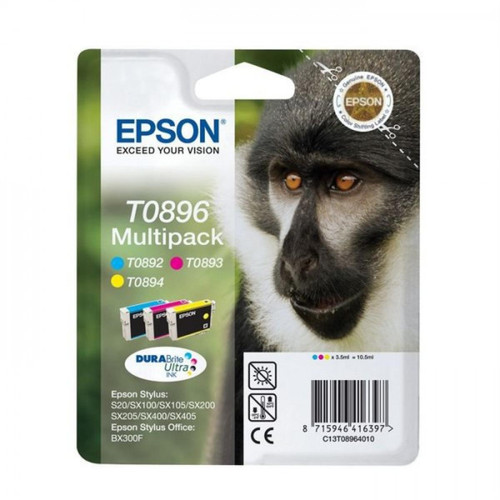 Epson - Cartouche d'Encre - Imprimante EPSON Multipack T0896 - Singe - Cyan, Magenta, Jaune (C13T08954010) Epson  - Cartouche, Toner et Papier