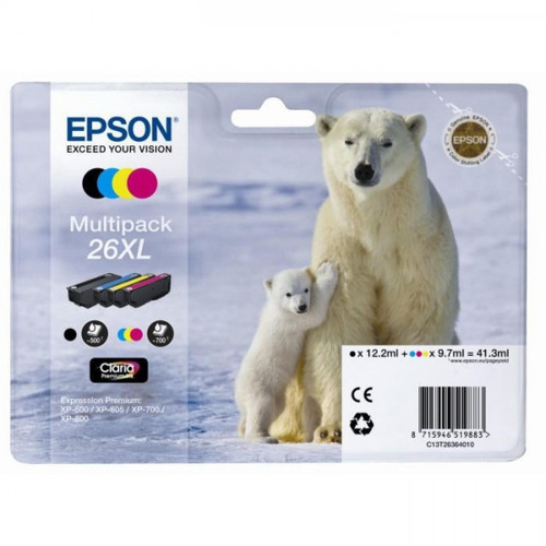 Epson - Cartouche d'Encre - Imprimante EPSON Multipack T2636 XL - Ours Polaire - Noir, Cyan, Jaune, Magenta (C13T26364010) Epson  - Cartouche, Toner et Papier Epson