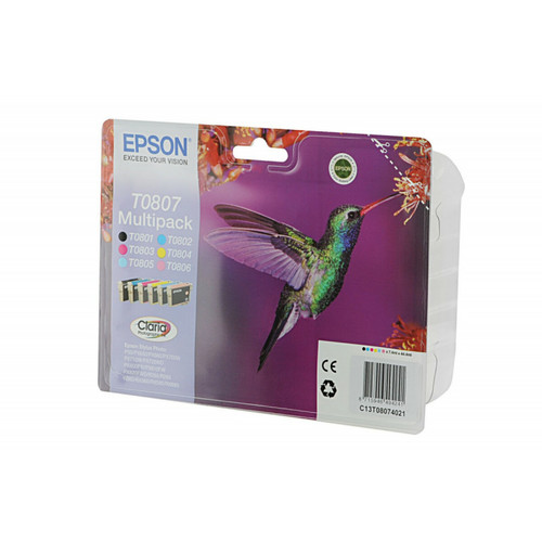 Epson - Epson Hummingbird Multipack 'Colibri' (T0807) - Encres Claria N, C, M, J, Cc, Mc Epson  - Marchand Monsieur plus