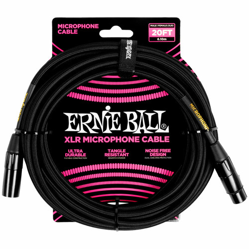 Ernie Ball - 6392 Câble XLR Mâle / Femelle Noir 6m Ernie Ball Ernie Ball  - Ernie Ball