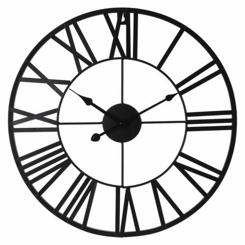 Es Collection - H&S Collection Horloge murale chiffres romains noir - Horloges, pendules Acier brossé et noir