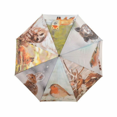 Esschert Design Grand parapluie bois et métal toile polyester Hiver.