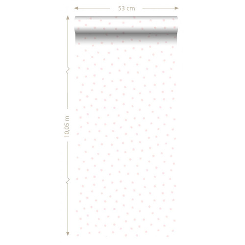 ESTAhome ESTAhome papier peint à motif de points rose clair et blanc - 138936 - 53 cm x 10.05 m