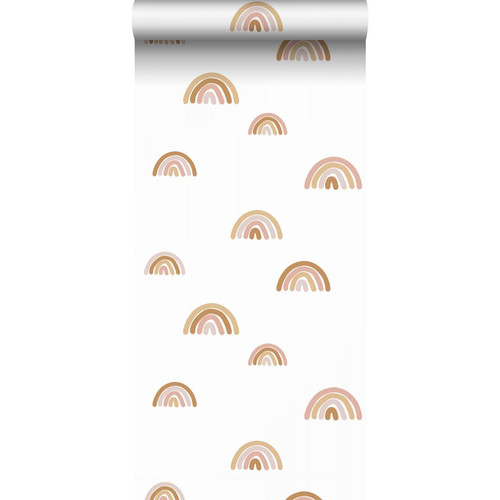 ESTAhome - ESTAhome papier peint arcs en ciel terracotta, rose clair et beige - 139253 - 0.53 x 10.05 m - ESTAhome