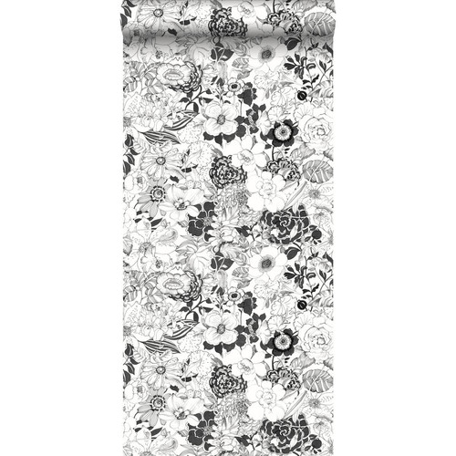 ESTAhome - ESTAhome papier peint fleurs noir et blanc - 138503 - 53 cm x 10,05 m - ESTAhome