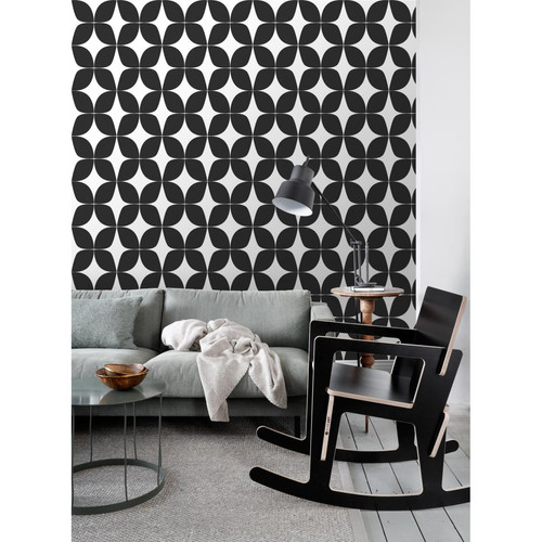 ESTAhome ESTAhome papier peint motif graphique noir et blanc - 139101 - 0.53 x 10.05 m
