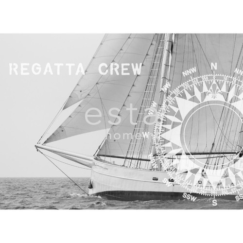 ESTAhome - ESTAhome papier peint panoramique bateau à voile noir et blanc - 156430 - 372 x 270 cm - ESTAhome
