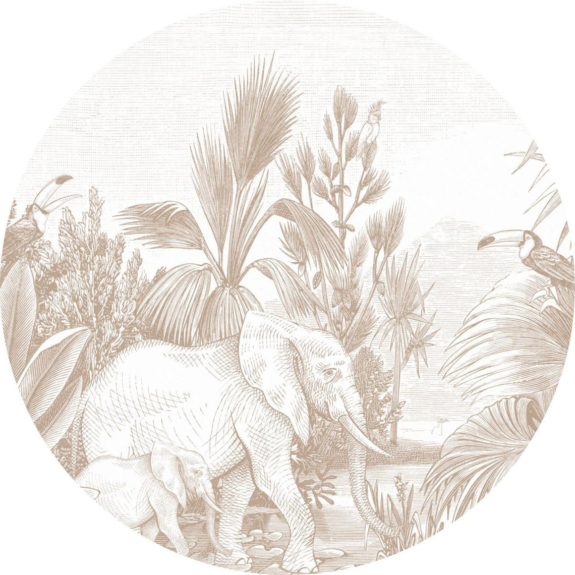 ESTAhome ESTAhome papier peint panoramique rond adhésif jungle cervine - 159077 - Ø 70 cm