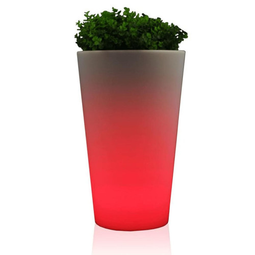 Eurotrail - Eurotrail Lampe/pot de fleurs rond rechargeable à LED 38 cm - Eclairage extérieur de jardin