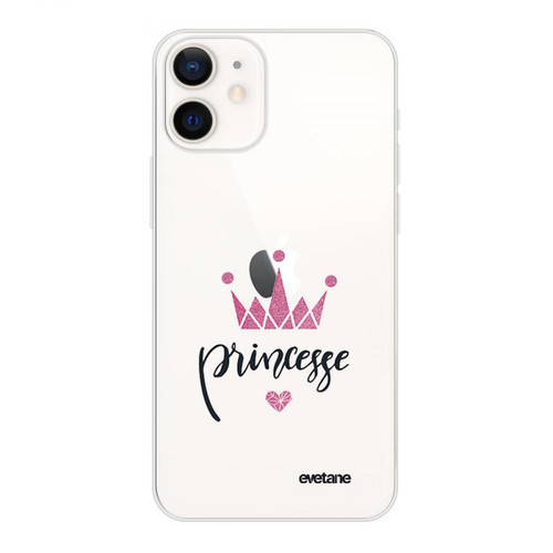 Evetane - Coque iPhone 12 mini souple transparente Princesse Couronne Motif Ecriture Tendance Evetane Evetane  - Accessoire Smartphone Evetane
