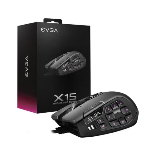 Evga - X15 MMO Souris Jeu Avec Fil USB 16000DPI 20 Boutons Noir - Evga