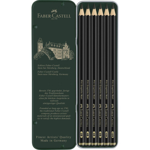 Faber-Castell - FABER-CASTELL Crayon graphite PITT GRAPHITE Matt, étui de 6 () - Papier
