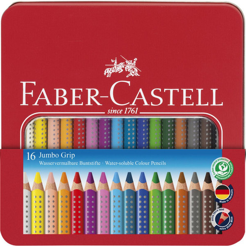 Faber-Castell - FABER-CASTELL Crayons de couleur Jumbo GRIP, étui en métal () Faber-Castell  - Marchand Stortle