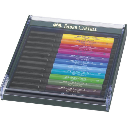 Faber-Castell - FABER-CASTELL Feutre PITT artist pen, ètui de 12 () Faber-Castell  - Marchand Zoomici