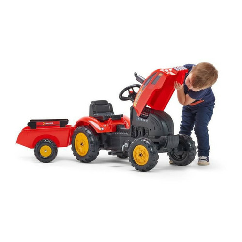 Falk FALK - 2046AB - Tracteur a pedales X Tractor rouge avec capot ouvrant et remorque inclus