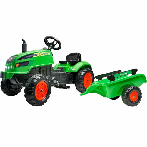 Falk - Tracteur pour enfant à pédales avec capot ouvrant et remorque X Tractor. Falk  - Aire de jeux