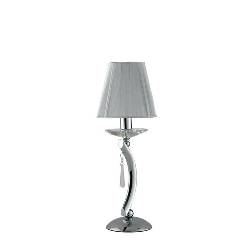 Fan Europe - Lampe de Table avec Abat-Jour Conique Rond Chrome, Cristaux K9 Avec Tissu 15x45cm Fan Europe  - Lampe pince Luminaires