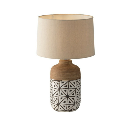 Fan Europe - Lampe de table en céramique avec abat-jour en tissu, marron, ivoire, beige, E27 Fan Europe  - Lampe à lave Luminaires