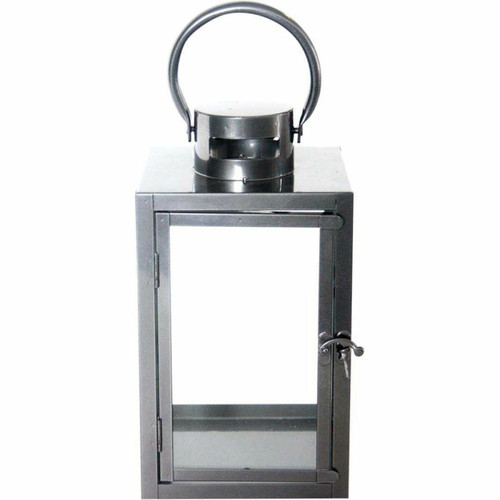 Pots Lumineux Fancy Flames Lanterne en fer anthracite et verre 15 x 15 x 28 cm.