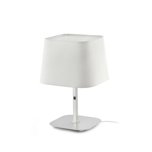 Faro Barcelona - Lampe de table à 1 lumière blanche, nickel mat avec abat-jour blanc, E27 Faro Barcelona  - Table blanc mat