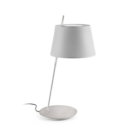 Faro Barcelona - Lampe de table en nickel satiné abat-jour gris, E27 Faro Barcelona  - Abat jour gris