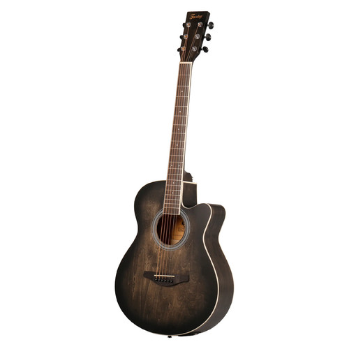 Fazley - Fazley W55-COL-BK-EQ ColourTune guitare électro-acoustique folk noire - Guitares acoustiques