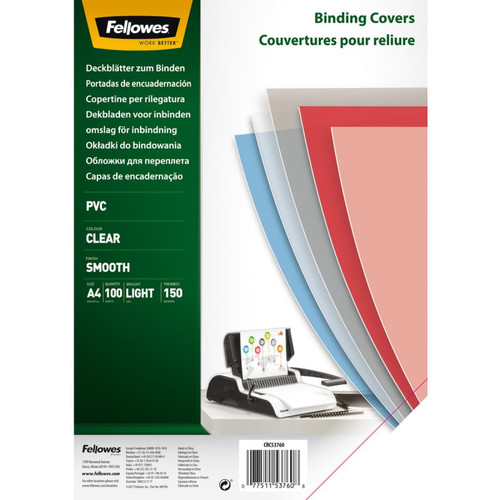 Fellowes - Fellowes Couverture, A4, PVC, 0,15 mm, transparente () Fellowes  - Fellowes