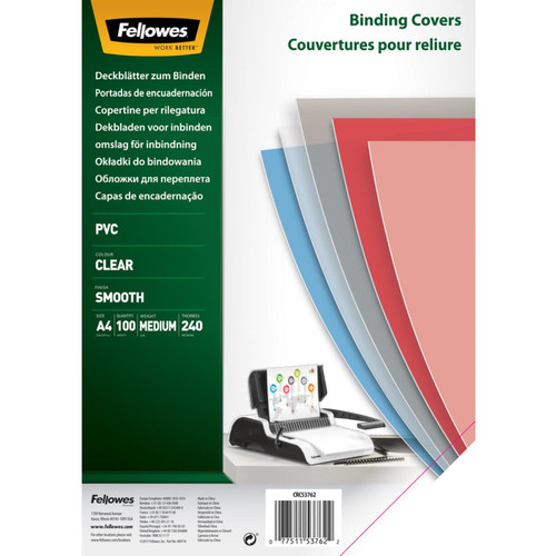 Fellowes - Fellowes Couverture, A4, PVC, 0,24 mm, transparent () Fellowes  - Mobilier de bureau