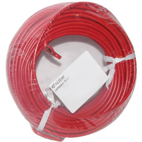 FILS & CABLES - Câble d’installation H07V-U rouge 25m avec isolant en PVC - FILS & CÂBLES - 60101028A FILS & CABLES  - Fils et câbles électriques