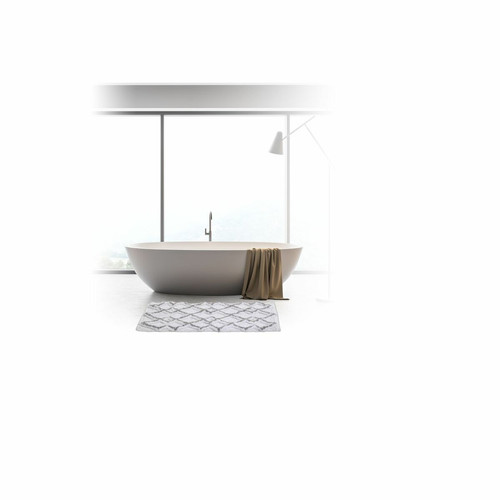 Tapis Tapis style ethnique pour salle de bain - 50 x 75 cm - gris et crème