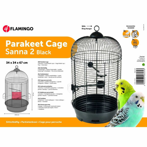 Flamingo FLAMINGO Cage à perruches Sanna 2 34x34x67 cm Noir
