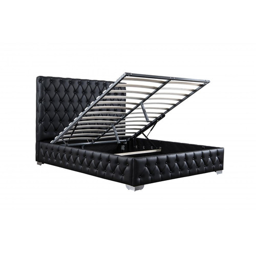 Fournier Decoration - Royal Lit Coffre PU Noir 180x200 cm - Lit coffre Cadres de lit