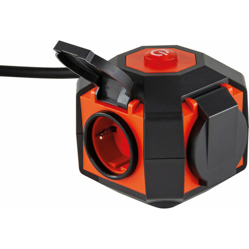 Fp - Globe multiprise 4x IP44 gris-orange avec interrupteur 2m Fp  - Quincaillerie
