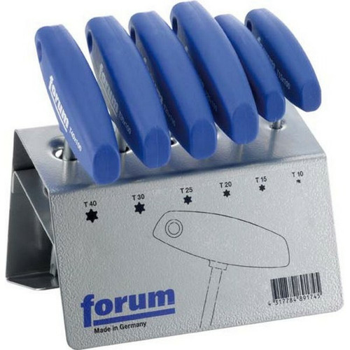 Forum - Jeu de tournevis TORX®, avec poignée en T, 6 pièces, Contenu : T 10 T 15 T 20 T 25 T 30 T 40 x 100 Forum  - Tournevis Forum