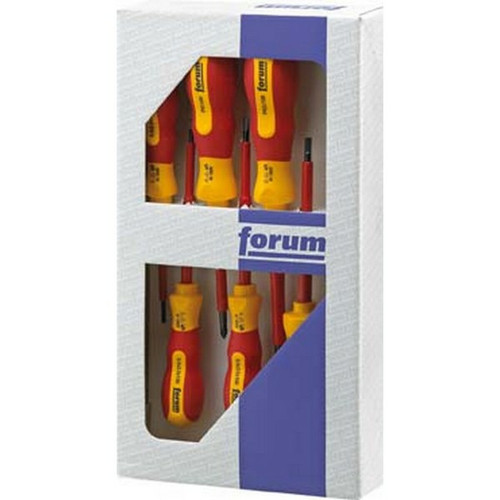 Forum - Jeu de tournevis VDE avec lame ronde, poignée multi-composants, fente/PH, avec détecteur de tension, 6 pièces Forum  - Tournevis Forum
