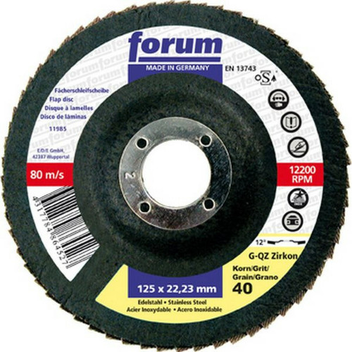 Forum - Meule-éventail Ø 115 mm (13300 tr/mn), 12° bombée, Grain : 40 Forum  - Scier & Meuler